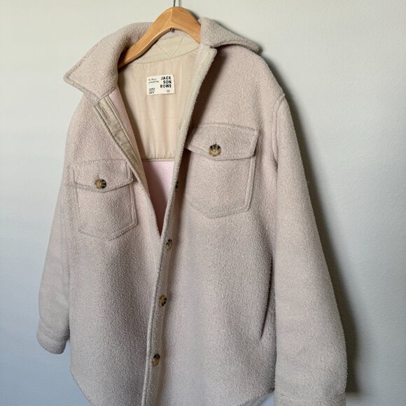 Jackson Rowe Sherpa Shacket Coat In Color Cream, Womens Size Medium - Picture 7 of 8